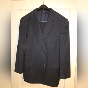 Jos. A Bank Black Pinstripe Suit 46R 36x30 Pants